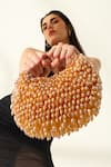 The Tan Clan_Gold Beads, Crystals Jia Half Moon Bag _Online_at_Aza_Fashions