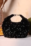 Shop_The Tan Clan_Black Beads, Sequins Jia Half Moon Bag _at_Aza_Fashions