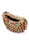 The Tan Clan_Beige Beads Bella Red Multicolor Half Moon Bag _Online_at_Aza_Fashions
