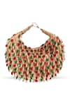 Shop_The Tan Clan_Beige Beads Bella Red Multicolor Half Moon Bag _at_Aza_Fashions