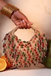 Buy_The Tan Clan_Beige Beads Bella Red Multicolor Half Moon Bag 
