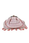 Buy_The Tan Clan_Pink Beads, Pearls, Sequins, Tassels Nora Half Moon Bag _Online_at_Aza_Fashions