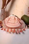 Shop_The Tan Clan_Pink Beads, Pearls, Sequins, Tassels Nora Half Moon Bag _at_Aza_Fashions