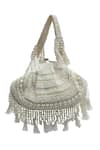Buy The Tan Clan White Beads, Pearls, Sequins, Tassels, Crystals Nora Half Moon Bag Online at Aza Fashions Buy_The Tan Clan_White Beads, Pearls, Sequins, Tassels, Crystals Nora Half Moon Bag _Online_at_Aza_Fashions
