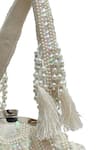 The Tan Clan White Beads, Pearls, Sequins, Tassels, Crystals Nora Half Moon Bag at Aza Fashions The Tan Clan_White Beads, Pearls, Sequins, Tassels, Crystals Nora Half Moon Bag _at_Aza_Fashions