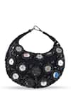 Shop_The Tan Clan_Black Sequins, Mirrors Kim Half Moon Bag _at_Aza_Fashions