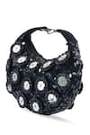 Buy_The Tan Clan_Black Sequins, Mirrors Kim Half Moon Bag _Online_at_Aza_Fashions