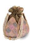 Shop_The Tan Clan_Multi Color Beads, Pearls, Stones, Tassels Juhi Lotus Potli With Handle _at_Aza_Fashions