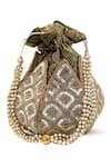 Buy_The Tan Clan_Gold Sequins, Beads, Pearls, Tassels Yana Lotus Potli With Handle _Online_at_Aza_Fashions