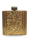 The Tan Clan_Gold Rhinestones, Gemstones, Pearls Sugar Embellished Brass Clutch _at_Aza_Fashions