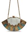 Shop_The Tan Clan_Gold Pearls, Gemstones Zuri Mother Of Brass Clutch _Online_at_Aza_Fashions