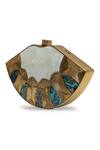 The Tan Clan_Gold Pearls, Gemstones Zuri Mother Of Brass Clutch _at_Aza_Fashions