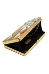 The Tan Clan_Gold Gemstones, Crystals Rumi Embellished Brass Clutch _Online_at_Aza_Fashions