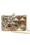 Buy_The Tan Clan_Gold Gemstones, Crystals Rumi Embellished Brass Clutch _Online_at_Aza_Fashions