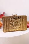 Shop_The Tan Clan_Gold Stones Nayla Brass Clutch _at_Aza_Fashions