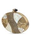 The Tan Clan_Gold Beads, Stones Tracy Brass Clutch _at_Aza_Fashions