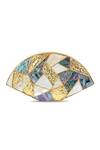 Buy_The Tan Clan_Multi Color Gemstones, Metallic Thread Quinn Multicolor Brass Clutch _Online_at_Aza_Fashions