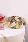 Buy_The Tan Clan_Multi Color Gemstones, Metallic Thread Quinn Multicolor Brass Clutch _at_Aza_Fashions