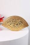 Shop_The Tan Clan_Multi Color Gemstones, Metallic Thread Quinn Multicolor Brass Clutch _at_Aza_Fashions