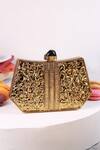 Shop_The Tan Clan_Gold Stones Ruth Wired Brass Clutch _at_Aza_Fashions