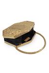The Tan Clan_Gold Gemstones, Alira Brass Clutch With Handle _Online_at_Aza_Fashions