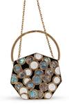 Shop_The Tan Clan_Gold Gemstones, Alira Brass Clutch With Handle _Online_at_Aza_Fashions