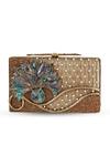 Buy_The Tan Clan_Gold Pearls, Gemstones Elena Brass Clutch _Online_at_Aza_Fashions