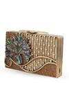 Shop_The Tan Clan_Gold Pearls, Gemstones Elena Brass Clutch _Online_at_Aza_Fashions