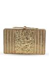 The Tan Clan_Gold Pearls, Gemstones Elena Brass Clutch _at_Aza_Fashions