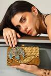 The Tan Clan_Gold Pearls, Gemstones Elena Brass Clutch _Online