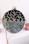 Buy_The Tan Clan_Silver Gemstones, Metallic Thread Elfy Brass Clutch _at_Aza_Fashions