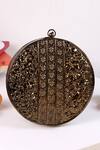 Shop_The Tan Clan_Black Pearls, Stones Vana Brass Clutch _at_Aza_Fashions