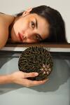 Buy_The Tan Clan_Black Pearls, Stones Vana Brass Clutch 