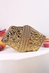 Shop_The Tan Clan_Gold Gemstones, Pearls Jean Mother Of Brass Clutch _at_Aza_Fashions