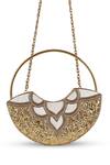 The Tan Clan_Gold Pearls, Beads, Rhinestones Sasha Brass Clutch With Handle _Online_at_Aza_Fashions