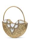 Buy_The Tan Clan_Gold Pearls, Beads, Rhinestones Sasha Brass Clutch With Handle _Online_at_Aza_Fashions