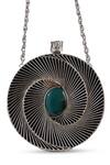 Shop_The Tan Clan_Silver Gemstones, Crystals Noir Brass Clutch _Online_at_Aza_Fashions