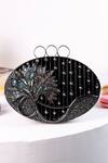 Buy_The Tan Clan_Silver Pearls, Rhinestones, Stones Nina Brass Clutch _at_Aza_Fashions