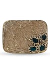 Buy_The Tan Clan_Gold Gemstones, Metallic Thread Zen Brass Clutch 