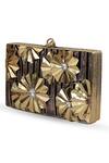 The Tan Clan_Gold Crystals, Stones Elsa Brass Clutch _at_Aza_Fashions