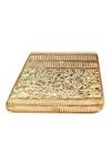 The Tan Clan_Gold Crystals, Stones Vixi Embellished Brass Clutch _at_Aza_Fashions
