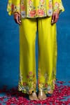 Soup By Sougat Paul_Yellow Silk Zari, Sequins, Embroidery V-neck Rangtara And Embellished Peplum Set _Online_at_Aza_Fashions