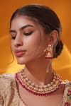 Buy Zevar By Geeta Gold Plated Pearls, Stones Red Drop Necklace Set Online at Aza Fashions Buy_Zevar By Geeta_Gold Plated Pearls, Stones Red Drop Necklace Set _Online_at_Aza_Fashions