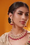 Buy Zevar By Geeta Gold Plated Pearls, Stones Red Drop Necklace Set at Aza Fashions Buy_Zevar By Geeta_Gold Plated Pearls, Stones Red Drop Necklace Set _at_Aza_Fashions
