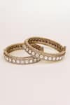 Shop_Zevar By Geeta_Gold Plated Stones, Rhinestones Kundan And Polki Bangles - Set Of 2 _at_Aza_Fashions