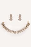 Shop_Zevar By Geeta_Gold Plated Stones Kundan And Polki Studded Necklace Set _at_Aza_Fashions