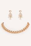 Shop_Zevar By Geeta_Gold Plated Beads, Stones Studded Necklace With Drop Earrings _at_Aza_Fashions