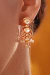 Zevar By Geeta_Gold Plated Beads, Stones Studded Necklace With Drop Earrings _Online_at_Aza_Fashions