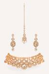 Buy_Zevar By Geeta_Gold Plated Stones Embellished Necklace Set _at_Aza_Fashions