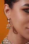 Zevar By Geeta_Gold Plated Pearls, Stones Kundan Necklace With Earrings _Online_at_Aza_Fashions